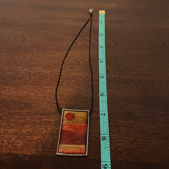 Handcrafted Earth Tones Pendant with Leather Necklace - Picture 3 of 4